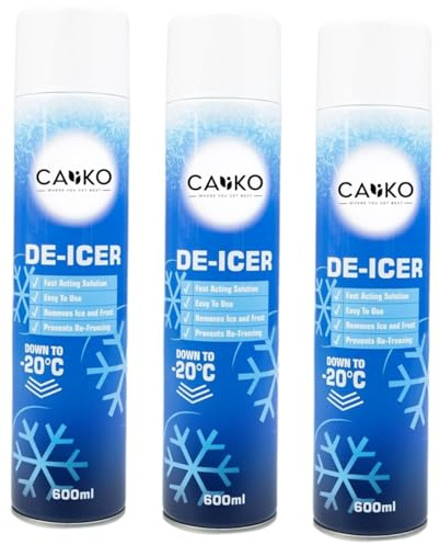Caliko De icer Spray For Car 600ml | Pack of 3 Deicer Car Windscreen Spray Fast Acting Melts Ice and Frost Quickly For Windows/Mirrors | Operates at -20°c and Prevents Re-Freezing.