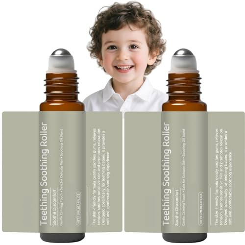 2Pcs Teething Oil Roller Natural Relief,Essential Oil Teething Relief Roller with Soothing Gel,Gentle Teething Gel,Effective Essential Oil Roller,Teething Roller for Natural Relief