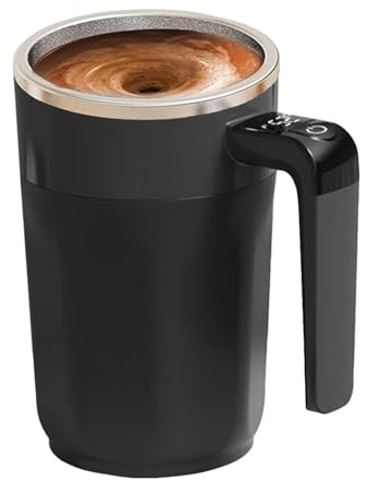 Självrörande mugg – 400 ml uppladdningsbar elektrisk dryckesartikel med lock, inbyggd LCD-kaffekopp | automatisk mixer för dryck honung kvinnor män bar kontor födelsedag jul praktisk G
