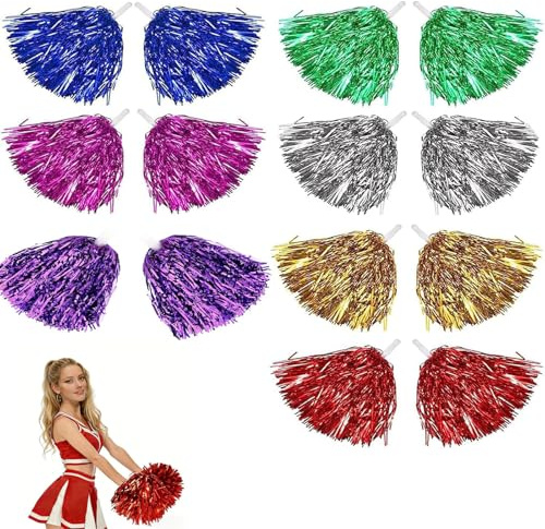 14PCS Pom Poms Cheerleading, Cheerleader Pom Poms for Children Adult | Cheerleading Pom Poms Accessories for Sports Event, Sports Competition, Party, and Holiday Celebration
