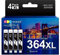 364XL Schwarz Patronen Kompatible für HP 364 Druckerpatronen Multipack für Deskject 3520 Photosmart 5520 5510 Officejet 4622 6520 4622 5515 7520 5522 6510 B109 B110 3070 (4er-Pack)