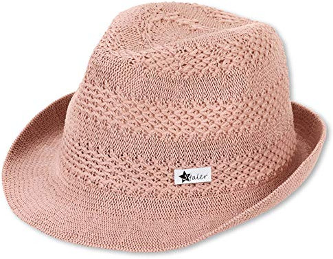 Sterntaler Strohhut Soft - Modischer Hut mit Kunstleder Logo Patch - Mädchen Sonnenhut - Baby und Kinder Kopfbedeckung - Strandkappe - mattrosa, Größe 57