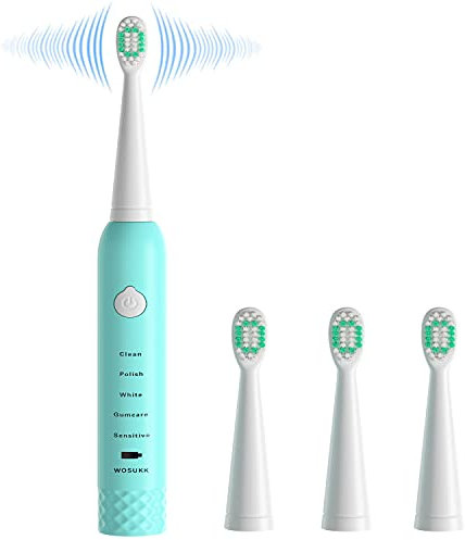 Sonic Electric Toothbrushes for Kids-5 Modes with Smart Timer, Waterproof USB Charging Rechargeable Ultrasonic Toothbrushes, 4 Replacement Brush Heads, Adults Power Toothbrush