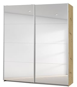 Rauch Möbel Caracas Armadio con Ante scorrevoli, Legno ingegnerizzato, Piastra di serraggio, Oak Artisan con 2 Porte a Specchio, 181x210x62