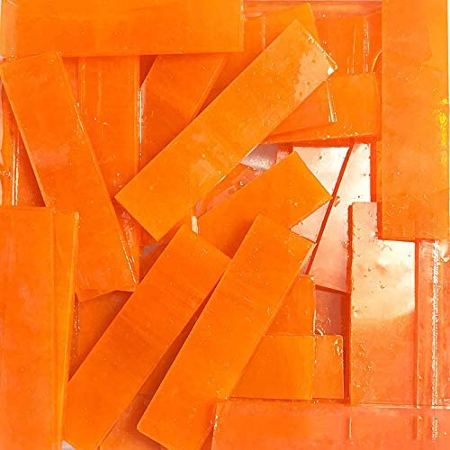 1 x 4 cm Striscia di Vetro Colorato, Hobby di Mosaico in Vetro Fai-da-Te, Lavoretti, Piatti, Cornici, Vasi da Fiori, Gioielli Fatti a Mano 200 g (Arancio)