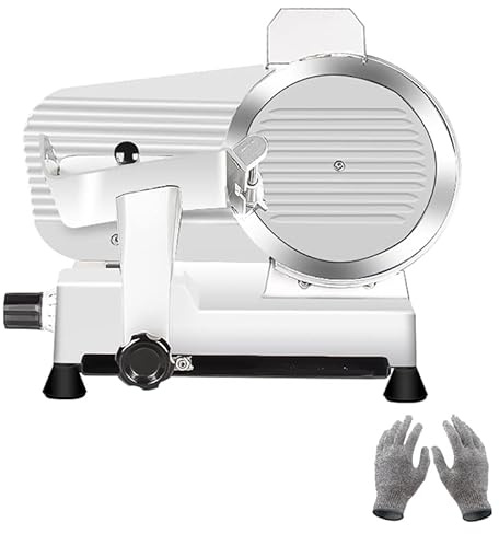 Meat Slicer10-inch 340W Home Use and for Commercial Electric Food Slicer with Chromium-plated Steel Blade and Built-in Sharpening Stone Easy to Clean Adjustable Thickness Cuts Meat Bread and Cheese