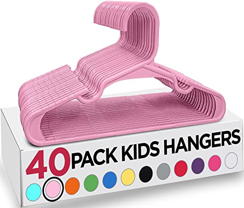 Utopia Home Paquete de 40 Perchas Infantiles de plástico para Ropa de Armario, para bebés y niños, Ideales para Uso Diario estándar, 30 cm, Rosa Claro