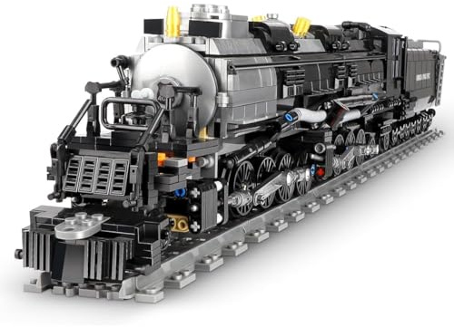 Technik Train Building Set, 1608 Pieces Retro Steam Train Building Model Set with Rails, Steam Locomotive Building Block Set for Adults