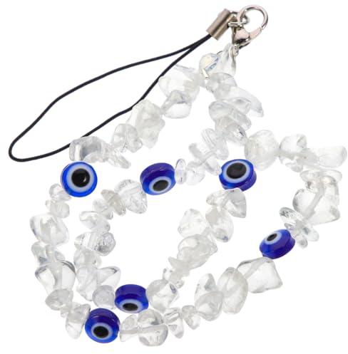 WOONEKY Mobile Phone Charms Phone Charm Evil Eye Mobile Chain Pendant Natural Stone, Acrylic Beads The Chain Lanyard Devil Eye Evil Charm Beaded Strap