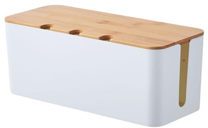 Scatola di gestione dei cavi con coperchio: organizer per cavi, scatola portaoggetti per ciabatta, postazione di lavoro ordinata per cavi/ciabatte, 2 misure (m-bai)