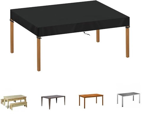 SIMPHAUS Schutzhülle Gartentisch Abdeckplane für Tischplatte Schutzhülle Terrassentisch Abdeckung für Gartentisch Plane für Tisch Abdeckung Wetterfest UV-Beständiges 420D Oxford Gewebe 120x70x15cm