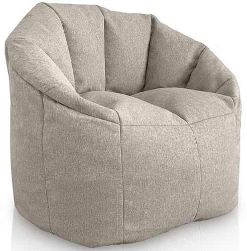 Aiire Sillon Puff Salon de Lujo - [85x85x75] Sofa Puf Moderno en Algodón Premium - Puffs con Relleno Incluido para Adultos o Decoracion Habitacion Juvenil - Bean Bag Chair Infantil XXL Beige