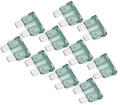 VekAuto Blade Style Fuse Universal for Car Plastic Metal Green 10 Pcs | 1A Blade Fuses, 1.9x1.9x0.5cm / 0.75x0.75x0.20(L*W*H)