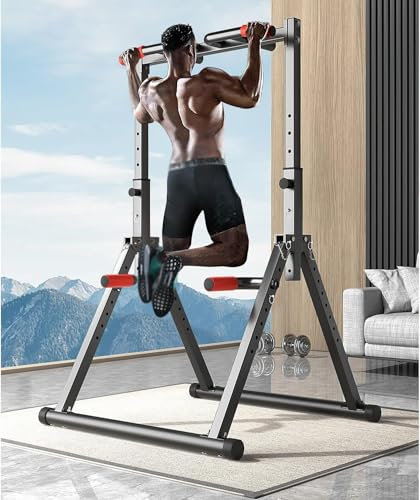 KUOYTT Stazione di trazione per Torre Fitness Pieghevole Stazione di trazione per trazioni Stazione di Torre Fitness Multifunzione Regolabile Attrezzatura per Allenamento Casa Esterno, st
