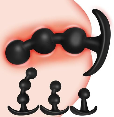 Silicone Anal Beads Butt Plug-3pcs Anal Beads Anal Plug Sex Toys with 3 Different Size Anal Balls Massage Anal Trainer Anal Plug for Men Women Couples Anus Dilator Anal Bead Dildo Anal Toys