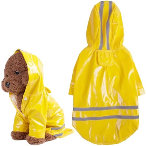 COYUN Hunde Regenmantel, Wasserdichter Hunderegenmantel Wasserdichter Regenmantel mit Kapuze und Reflektoren, Leichte Regenjacke Hund Geeignet, für Kleine und Mittlere Hunde, 4.5–6.5 kg