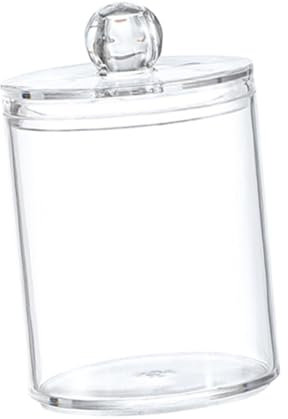 FONDOTIN Dispensador De Bolas De Algodón Transparente Organizador De Accesorios De Baño Con Tapa Hermética