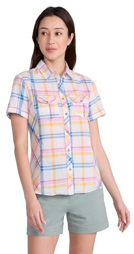 Mountain Warehouse Holiday Womens Cotton Shirt - Short Sleeve Ladies Top, Casual Shirt, Lightweight Ladies Shirt, Breathable Blouse - for Travelling, Walking White Women's Size 14