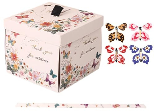 Scatola pop con farfalla volante, scatola regalo con farfalla, regalo creativo esplosivo per compleanno, San, compleanno esplosivo per San
