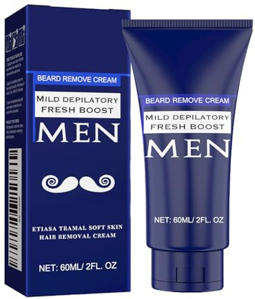 Crema Depilatoria para Piel Sensible | 60ml Crema Depilatoria para Vello Corporal Masculino No Deseado | Eliminación Facial y Afeitado para Brazos Espalda Pecho Zona Íntima | Piel Sensible Facial