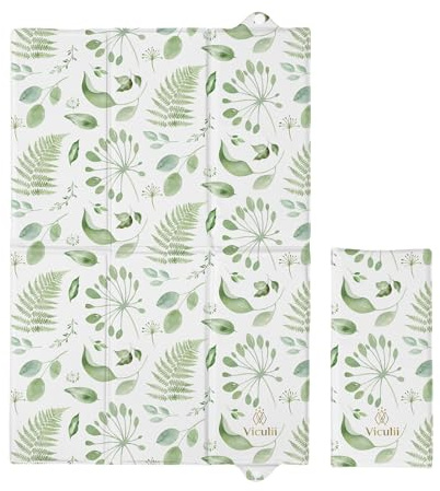 Deluxe Unisex Botanical Baby Changing Mat – Cosy Anti-Roll, Raised Edges or Foldable | Waterproof, Wipeable & Padded Baby Change Mat | Comfortable, Stylish & Practical (Foldable)