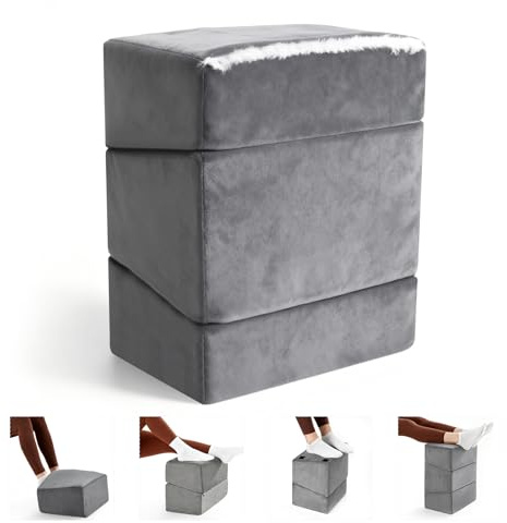 Repose-pieds pour sous le bureau au bureau, repose-pieds réglables en 3 hauteurs 15/27/45 cm, repose-pieds ergonomique avec housse lavable pour chaise de bureau et chaise de jeu, chaise de bureau et