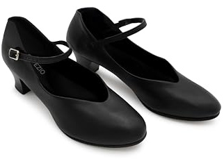 Capezio Women’s Junior Footlight Character Dance Shoes, Professional Dance Shoes For Women Suitable For Many Dance Styles, Comfortable & Supportive Dance Heels - Black, Size 9