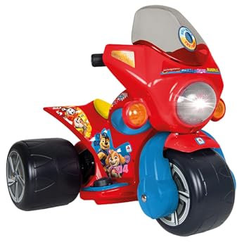 Dreirad Elektrisches Motorrad Baby 1 + 2 +3 Jahre Paw Patrol - Laufrad Tricycle 6V - Dreirad Mit + Breite Räder + Gaspedal + DREI Stabile Räder + Sicher | INJUSA