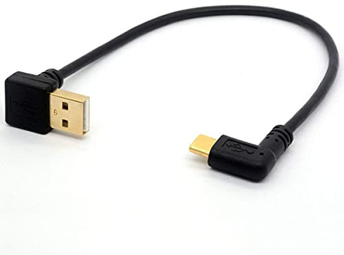 HUHANGGod Gold Plated Angled USB C Cable Extension 90 Degree Type C to USB 2.0 Down Angle Male Converter Data Sync USB-C Adapter cord (USB 2.0 Down)