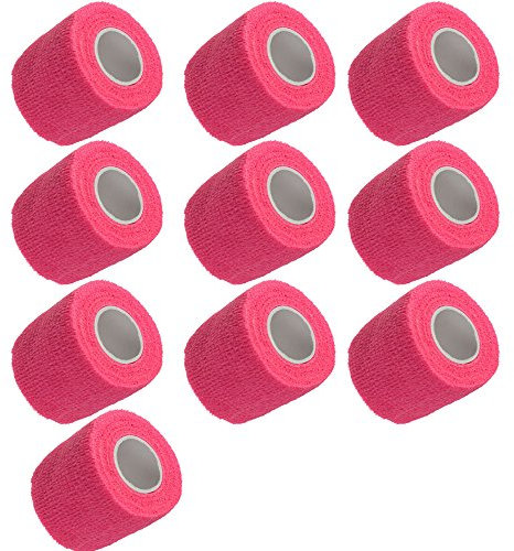Mintice 10 X Vendaje Autoadhesivo Vendajes Cohesivos Fuerte Elástico Cinta de Primeros Auxilios Color de Rosado para Muñeca Tobillo Deporte Los 4.5mx5cm