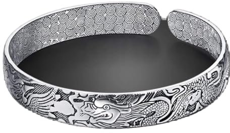 Ibralet 925 Sterling Silber Armband, Männer Und Frauen Vintage Thai Silber Drache Und Phoenix Armreifen, Mode 925 Silber, Schmuck Accessoires Festival Paar Geschenk Der Freundschaft