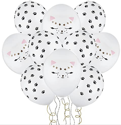 Libetui 10 globos de gato hechos en la UE para cumpleaños de gatos, decoración de cumpleaños, niños, adultos, cumpleaños, amantes de los gatos, café, fiesta, globos de aire para gatos, 30 cm