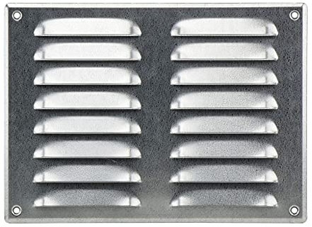 Steinberg14 Griglia di Ventilazione Rettangolare 260x190 mm - Griglie di Aerazione in Metallo Zincato - Serranda di Scarico dell'aria con Zanzariera - Copri Bocchetta Interna a Parete e a Soffitto