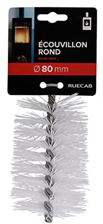 RUECAB - Brosse de ramonage Ø80mm pour poêle à granulés/pellets, hérisson nylon Ø80mm, Filetage femelle M12 x 1,75mm, longueur : 200mm Ecouvillon 80mm cheminée, 647271
