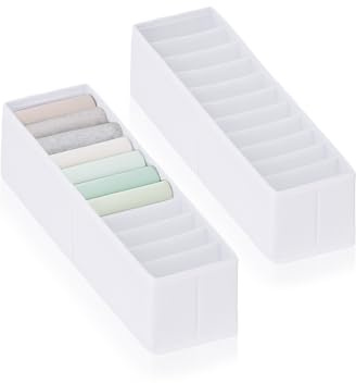 ROW&LINE® – Organizer – 11 extra hohe Fächer für Babysachen, Socken & Kleidung – Ordnungssystem Wickelkommode – strapazierfähig & abwaschbar für jeden Wickeltisch & Schublade – weiß – Size: 2x XS