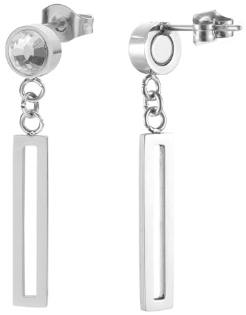 MagEnergy Lymfdränage damörhängen, magnetfältsterapi örhängen, lymfdränering, modesmycke gåvor för kvinnor, Medium, Rostfritt stål, Kubisk zirkon