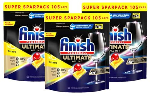 Finish Ultimate All in 1 Citrus Spülmaschinentabs Super Sparpack 3 x 105 Finish Caps
