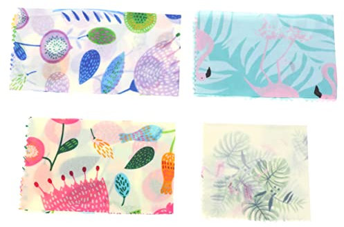 Healeved 4pcs Beeswax Wraps Reusable Food Preservation Organic Cotton Nature Beeswax for Home Kitchen