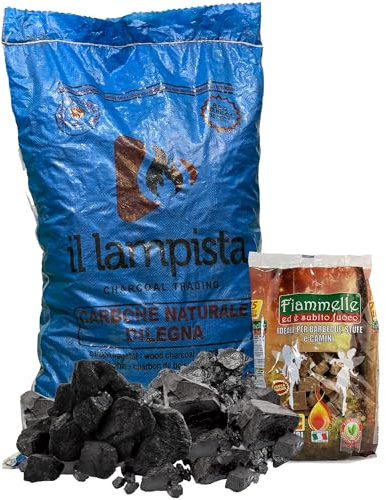 Sicignano | Carbone di Legna Ecologico 10 kg con Accendifuoco Magnum 75 Pezzi - Combustibile Naturale per Barbecue Grigliate - Facile Accensione Senza Fumi Non Tossico - Ideale per Cottura Sostenibile