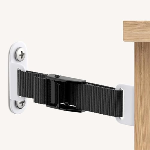 Furniture AnchorsïŒ2 SetsïŒfor Baby Proofing Removable Anti Tip Furniture Anchors Adjustable Furniture Wall Anchor Earthquake Straps for Furniture for Child & Pet Protection (White)