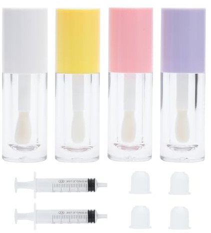 APOMOONS 4 Pezzi Lucidalabbra Fai da Te, Set di per Contenitore per Lucidalabbra con 2 Siringhe in Plastica, Riempire Bottiglie di Balsamo per Labbra Trasparenti