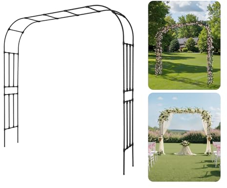 VEVOR Arco de Metal para Rosas 240 x 250 x 40 cm Arco para Rosas Trepadoras con Tubos de Acero Galvanizado Resistente para Exteriores Decorativo para Plantas Trepadoras para Jardín, Boda, Negro