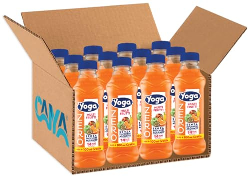Yoga Multifrutti ZERO Succo di Frutta al Gusto Multifrutti Senza Zuccheri Aggiunti 500ml [PACK con 12 Bottiglie]