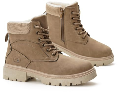 GLAMORA Bottines d'hiver avec doublure thermique - Légèrement imperméables, semelle antidérapante, fermeture éclair latérale, confort pour le quotidien, le travail urbain et les promenades à froid