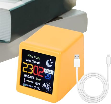 Generico Stazione Meteorologica Smart Wifi - Mini 3,5x4,8x4 Cm, Monitor Digitale 'umidità, Sveglia Da Tavolo | Gadget Ricaricabile Di Tipo C Per La Visualizzazione Dei Dati In Reale Della Temperatura