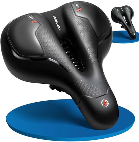 toptrek Cykelsadel herr dam bekväm mjuk ergonomisk | Cykelsadel smärtfri cykling | uppgradering cykelsäte andas stötdämpning för e-cykel MTB vägcykel stadscykel