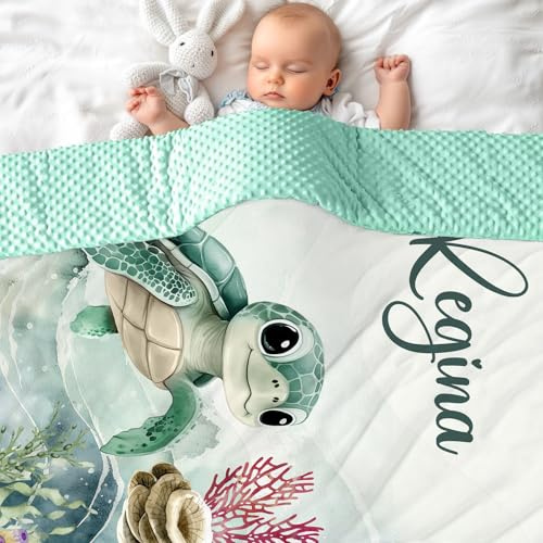 Babydecke mit Name Personalisiert Kuschelige Warme Kinderdecke Individuelle Krabbeldecke doppelseitig Kuscheldecke Geschenk für Mädchen oder Jungen