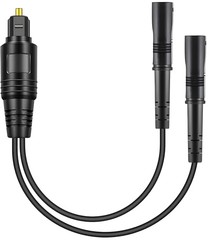 Divisor Toslink de 32 mm de 1 a 2 salidas – Cable adaptador de audio óptico para señal SPDIF digital, 1x 3,5 mm a 2x 6,35 mm, adecuado para TV, reproductor Blu-ray, barra de sonido, amplificador y