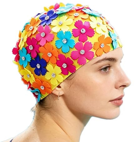 Gorros De Natación Para Mujer - Diseño Floral Impermeable | Gorro Para Baño Doméstico - Para Damas Esposas Madres Instructoras Viaje Playa Piscina Aguas Abiertas Bañera Hidromasaje Hogar Baño Apartame