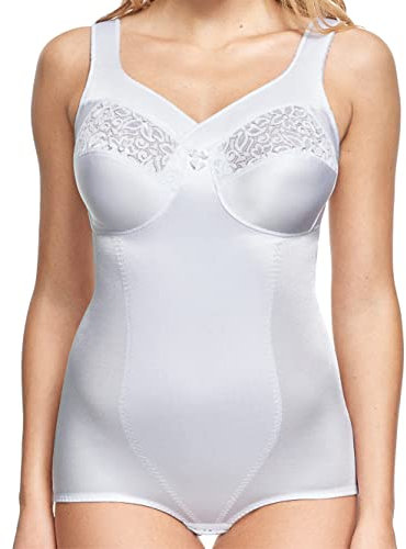 Susa Korselett ohne Bügel Classics I Korselett Damen I Shapewear Damen stark formend I Mieder I Body mit Häkchenverschluss Formt Taille, Bauch & Po, Weiß (Weiß 003), 95E
